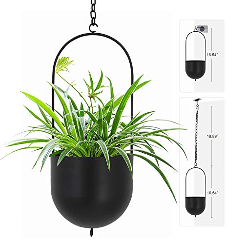 Ibigbean Black Metal Plant Hanger Metal Wall And Ceiling Hanging Planter Modern Planter Mid Century Flower Pot Plant Holder(D=6.29'') #TOP7