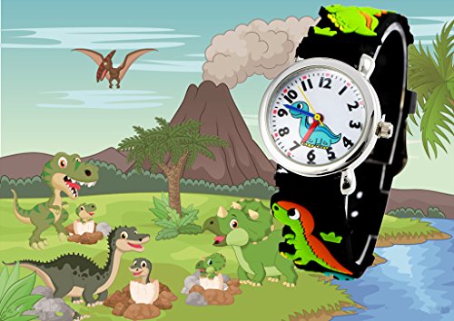 Image of Jewtme Cute Toddler Children Kids Watches Ages 3-8 Analog Time Teacher 3D Silicone Band Cartoon Watch for Little Girls Boys