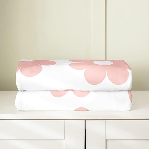 Miniatura 4 de Manta de franela de forro polar rosa para niños, manta mullida de flores de margaritas geniales de los años 70 para dormitorio de niños y niñas,