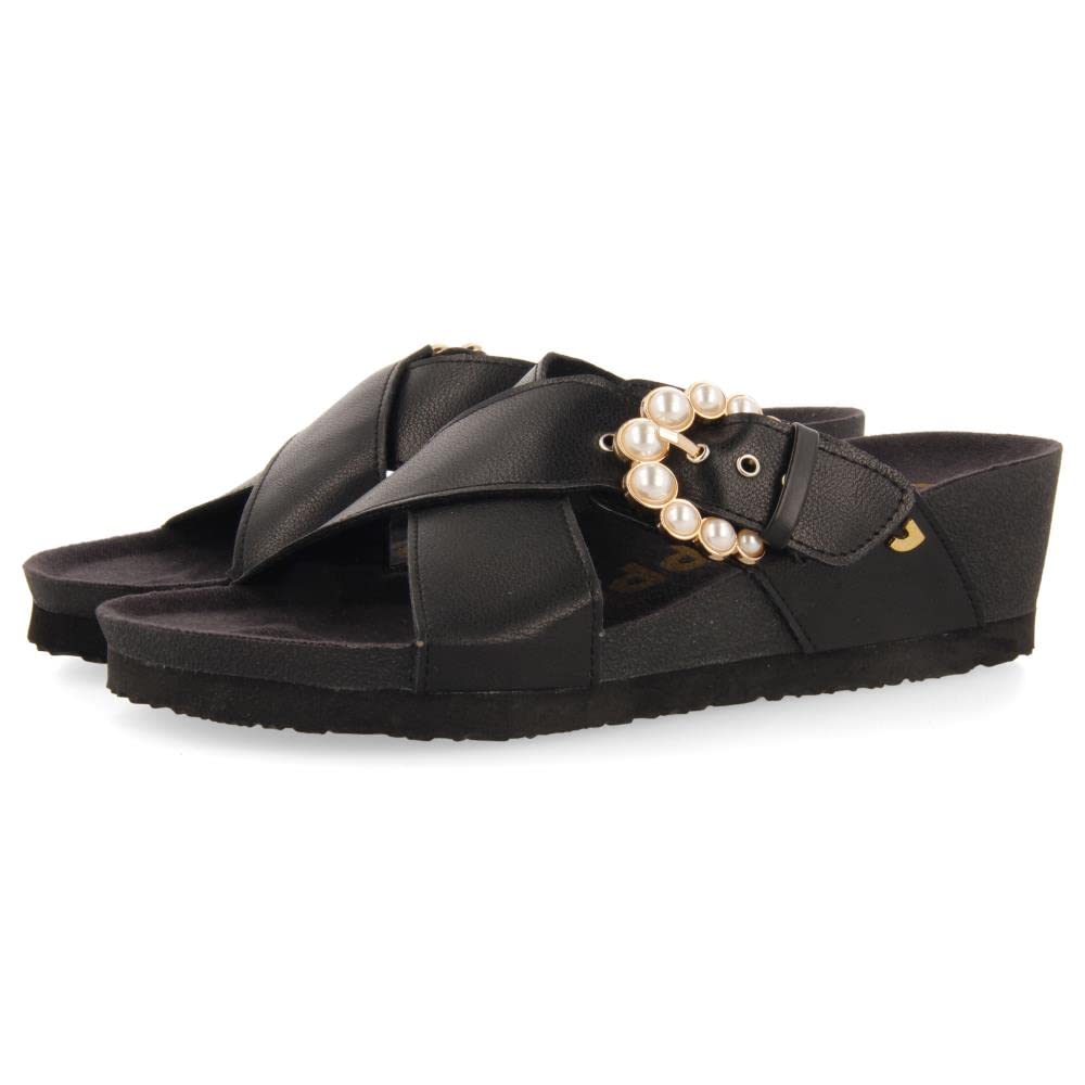 GIOSEPPO VULAINES, Women's Flip Flops, Black, 39 EU, Black/White, 7 UK