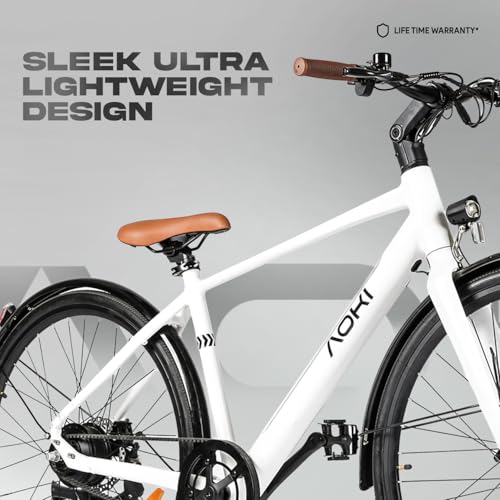 Image of Aoki Cadence GL Electric Urban Bicycle | Carbon Belt Drive | 250W Motor | Ultralight <20kg | Stem Display | 700C Tyres | Removable Battery | Arctic White