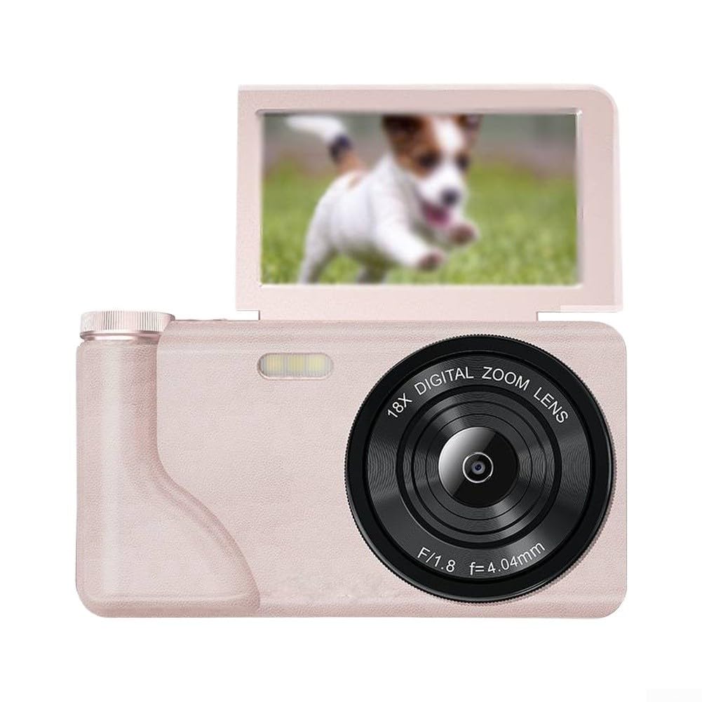Fotocamera digitale da 64 MP, video 4K, zoom 18x, schermo flip (rosa) | Sensore da 64 MP, registrazione video 4K, zoom digitale 18X, dettagli nitidi, strumento per appassionati di fotografia