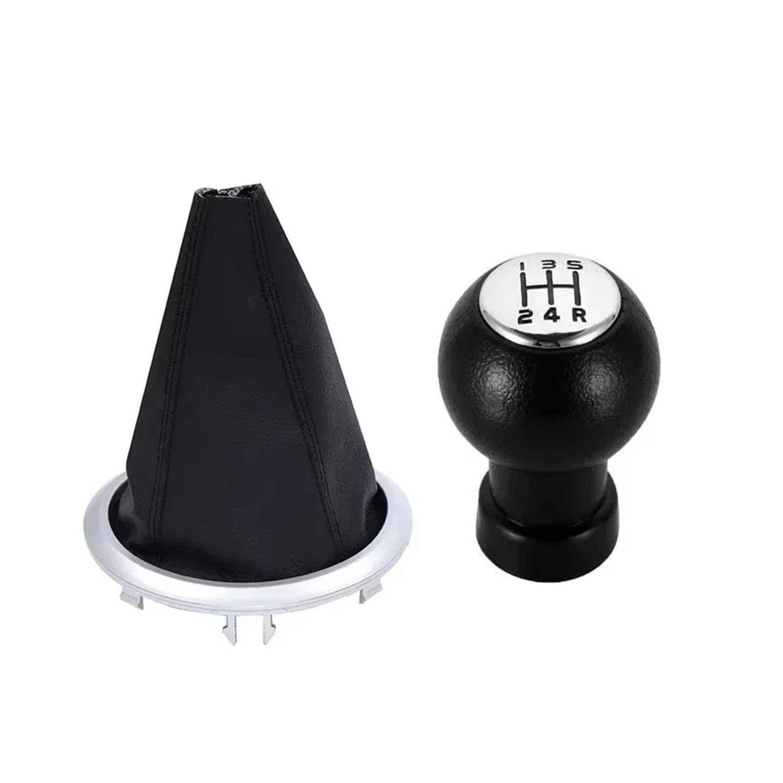 Cqrbne Chrome Set Car Gear Lever Knob For Suzuki For Swift Sx4 For Alto 2005-2014 Car Hand Speed Gear Shift Knob Gaitor Collar Case Gear Shift Knob Handle(Chrome Set)