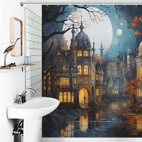 Rideau de douche architecture paysage urbain en tissu polyester de qualité supérieure 183cm