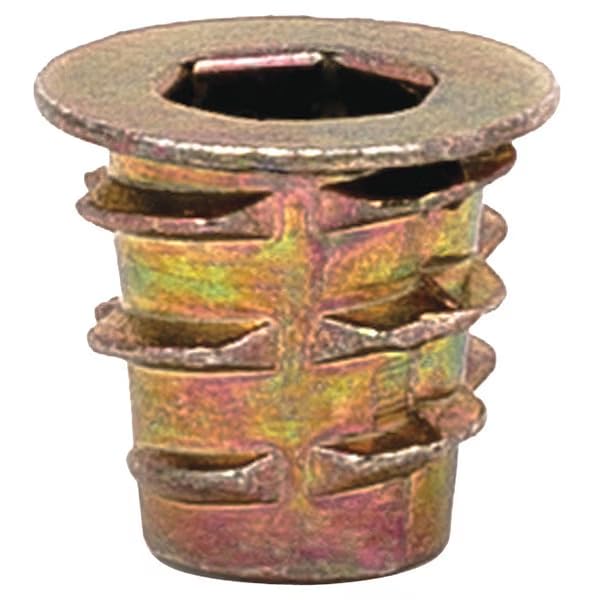 Hex Drive Threaded Insert, #10-24 Int Thrd Sz, 7/16 in L, 7/16 in Dia., Zinc Alloy, Plain, 50 PK