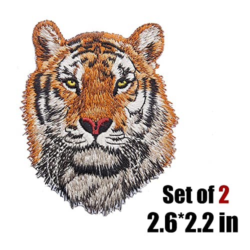 2 Pack Delicate Embroidered Patches, 2 Tiger Embroidery Patches, Iron On Patches, Sew On Applique Patch, Custom Backpack Patches For Men, Boys, Kids (L) #TOP1