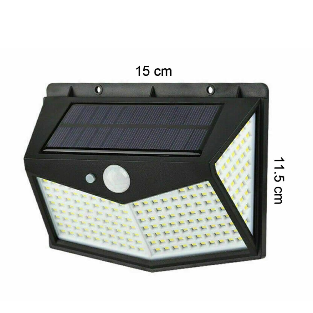 Kit 4 Pezzi Faro Faretto Solare 212 Led Pannello Con Sensore Movimento Crepuscolare Luce Bianca Fredda 6500K Lampada Da Parete Ambiente Esterno Bancole Giardino Vialetto