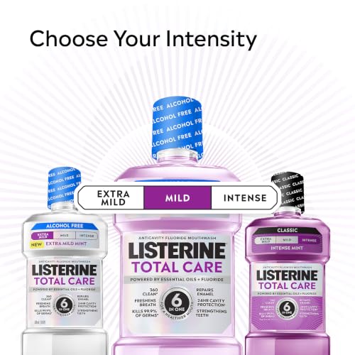 Image of Listerine Mouthwash Total Care Mild Mint Anticavity Treatment for Adults Kills 99.9% of Bad Breath Germs No Burn Alcohol Free Fluoride Mouthwash, 2 Pack of 33.8 fl oz /1 L