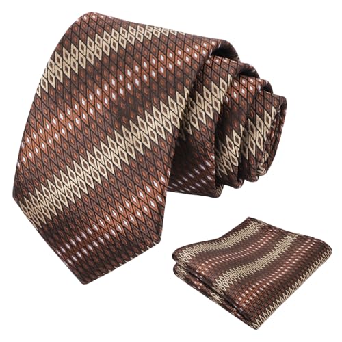 Image of Alizeal Mens 3.15'' Gradient Novelty Pattern Tie Set with Pocket Square Casual Color Tie Set