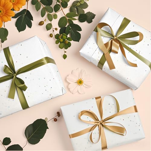 Image of White Glitter Tissue Paper for Gift Bags 36 Sheets 14x20 Inch - Recyclable Wrapping Paper for Weddings, Birthdays, Party & Festival Decorations DIY Craft Supplies
