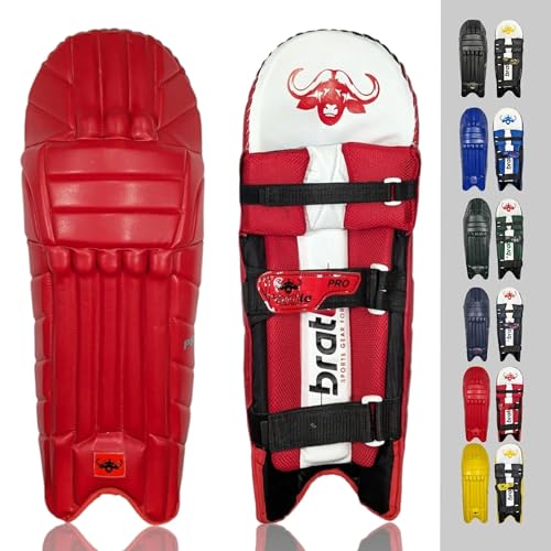 Bratla Pro Colored Cricket Batting Pads Legguard Adult (Red)