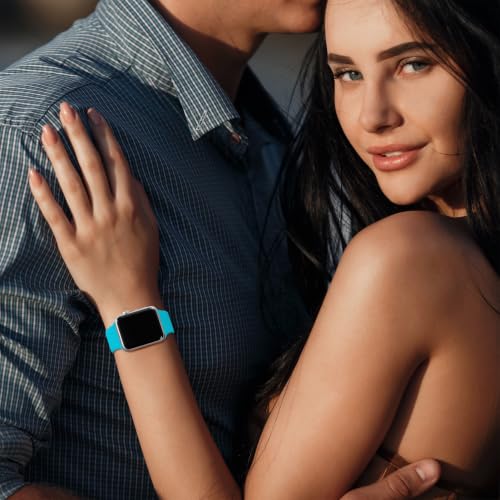 Aegce Silicone Sport Band Compatible with Apple Watch 41mm 40mm 38mm 42mm Women Men, Soft Strap Replacement Wristband for iWatch Ultra SE 3 2 1 Series 11 10 9 8 7 6 5 4, Teal S/M by Aegce - Used condition - Image 3