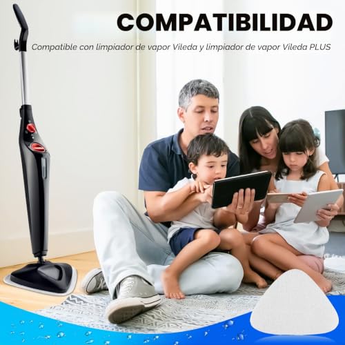 Miniatura 6 de Juego De 8 Fundas De Repuesto Para Mopa A Vapor Vileda 100 Y Steam, Fundas De Repuesto De Microfibra Para Vileda Steam Plus, Lavables A Máquina