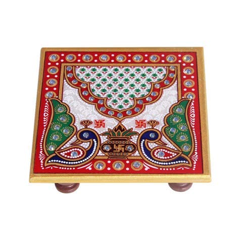 BENAVJI Marble Chowki with Ganesha Idol Hand Painted Ganesh Marble Base Home Decor Traditional Decorative Gift Pooja Wedding Showpiece with Roli Moli - Image 5 thumbnail