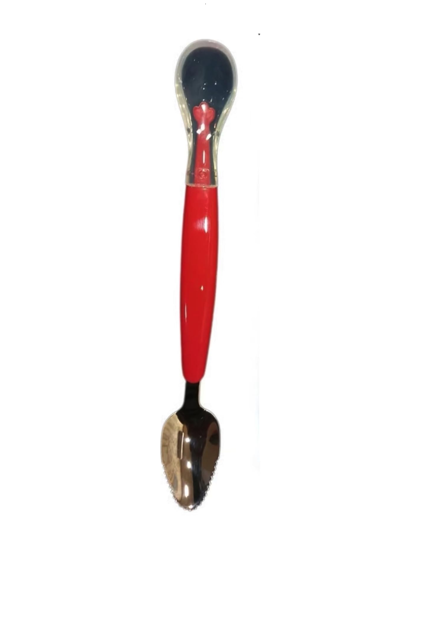 Baby Double Side Head 2 in 1 Silicone Food Spoon, Stainless Steel Fruit Scraper for Baby & Toddler, Fruit Scraping & Feeding Spoons (Pack of 1 - Multi Color) (Hot Red)-image-20