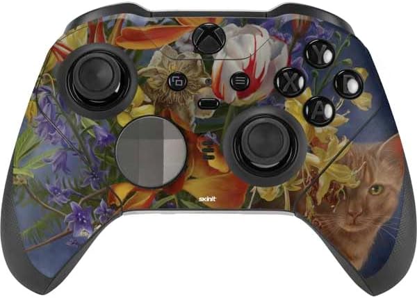 Skinit Decal Gaming Skin Compatible with Xbox Elite Wireless Controller Series 2 - Officially Licensed Nene Thomas Tabby Cat with Flowers by Nene Thomas Design