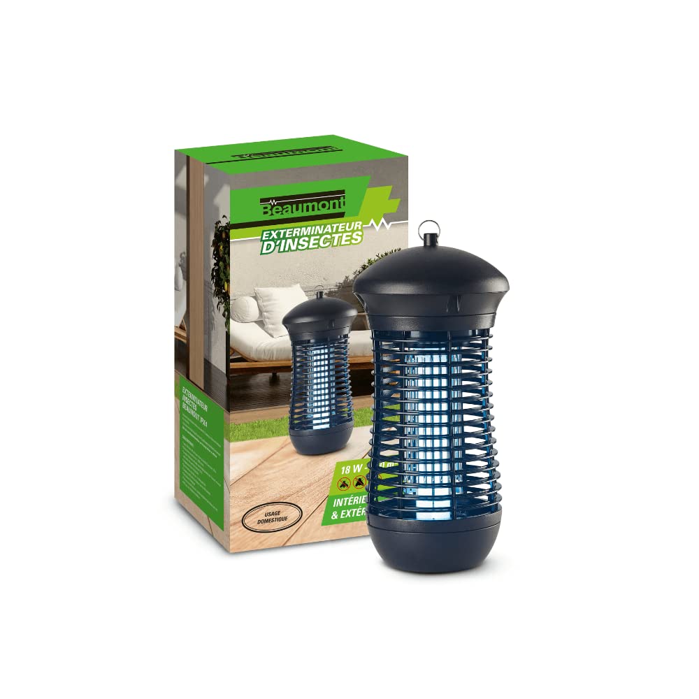 BEAUMONT - Lampe UV Anti-moustiques Mouches et Insectes Volants - Destructeur/Exterminateur Électrique sans Produit Chimique - Résiste à la Pluie - 18 W Couverture 160 m² - Piège Puissant et Efficace
