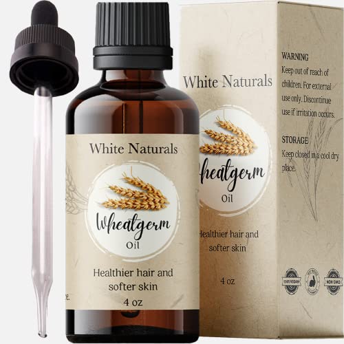 White Naturals Wheatgerm Carrier Oil Cold-pressed Unrefined Organic 100% Pure Wheat Germ Rich in Vitamin E For Skin Hair Nails & Stretch Marks