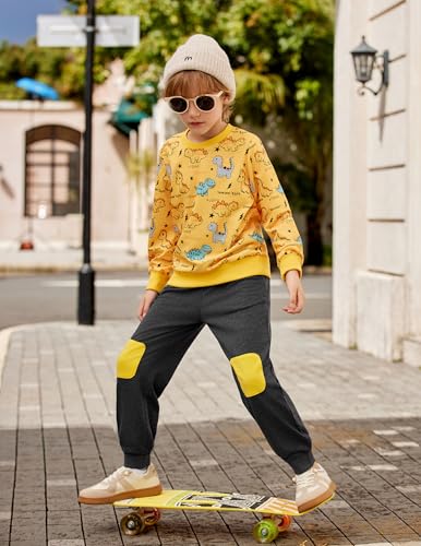 Arshiner Boys Sweatsuit Long Sleeve Print Crewneck Sweatshirt and Pant 2 Piece Set for 2-9 Years 6