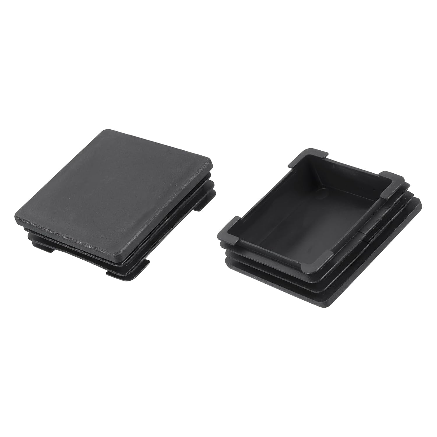 METALLIXITY Square Tube End Cap(75 x 75mm) 2Pcs, Plastic Plugs Insert End Caps Pipe Cap Cover Threaded End Blanking Caps Protector - for Square Tube Fence Furniture Table Chair Legs, Black