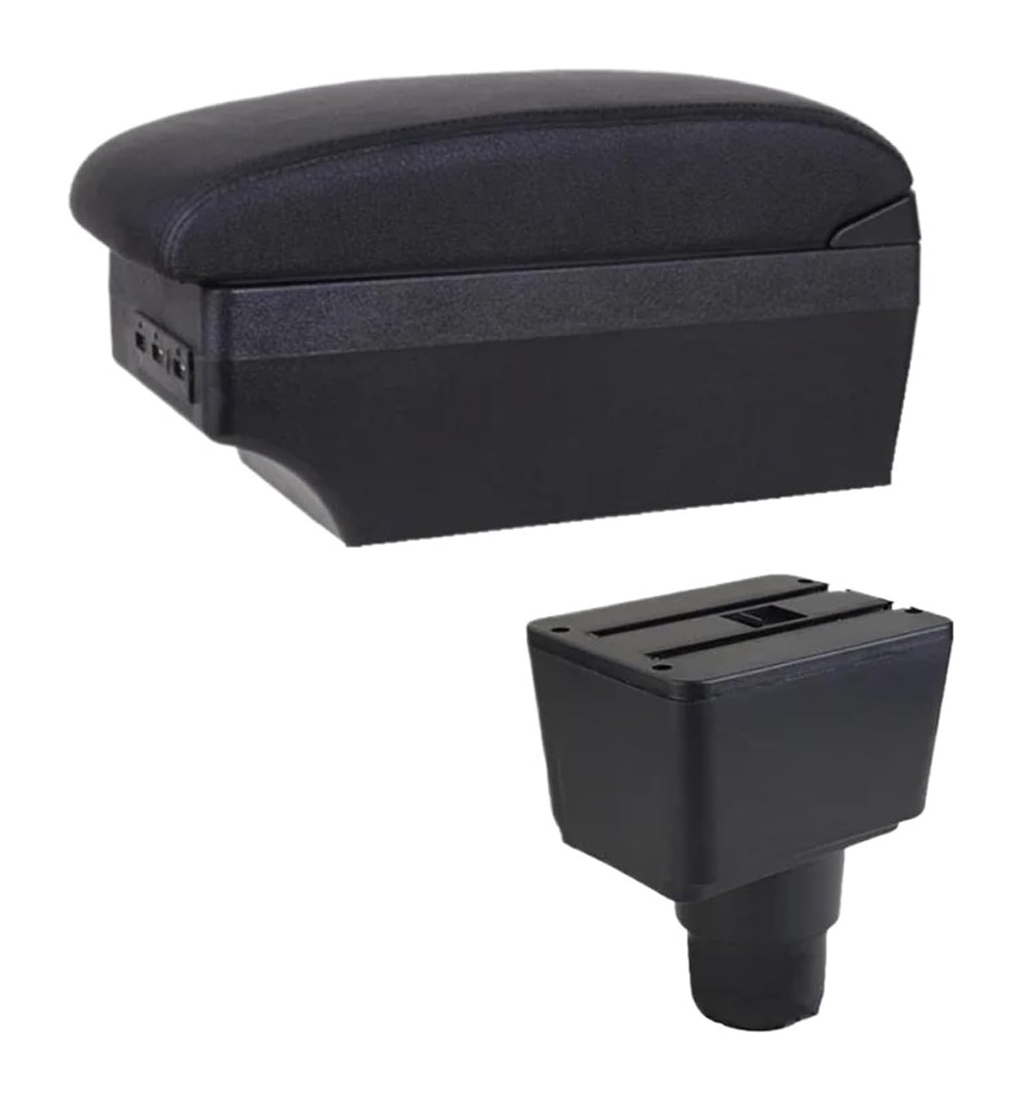 HCKCLMBMZW For Ecosport 2018 2019 2020 2021 Armrest Box Leather Arm Rest Center Console Storage USB Car Accessory Car Armrest Center Console(E1 Black Line)