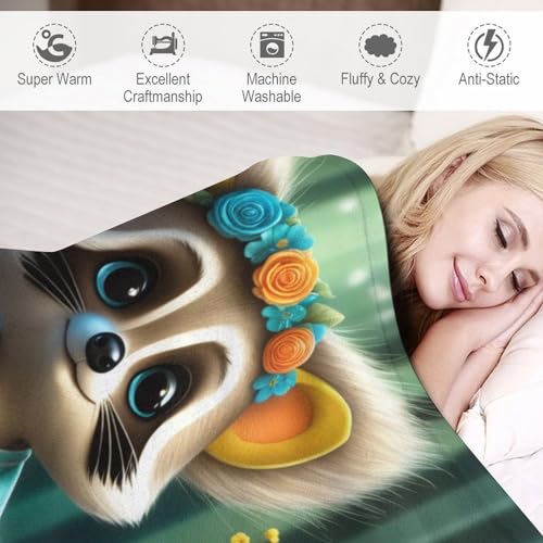 Couverture polaire raton laveur moelleuse de qualite superieure pour lit - 4