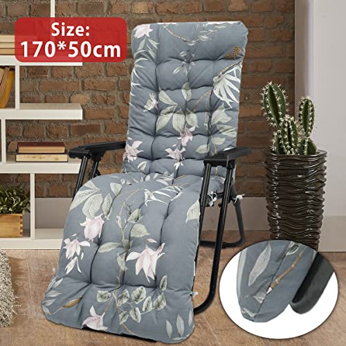 Coussin pour chaise longue bleu gris 170x50 cm confortable - 3