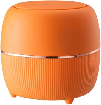 Trash Can Plastic Mini Trash Can,Garbage can Dispenser for Bathroom Vanity, Desktop, Makeup Sponges, Tissues,Garbage bin with lid Wastebasket Color Orange
