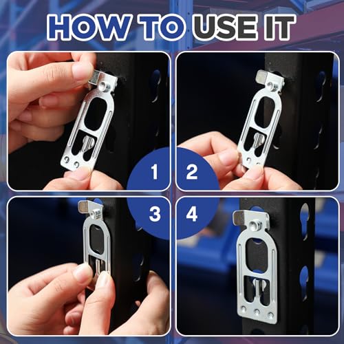 Image of Zonon 200 Pcs Teardrop Pallet Rack Safety Clip Warehouse Storage Pallet Racking Beam Safety Clip Safety Steel Pallet Rack Clip Connector Cross Beam Locker for Shelf Garage