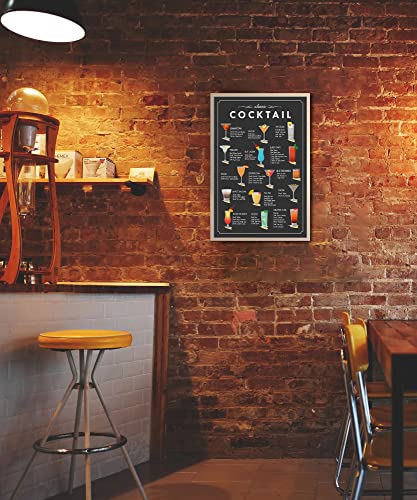 16X24 Inch - Classic Cocktail Poster; Cocktail Mixology Recipe Wall Art; Guide Menu Cocktail Print For Alcohol Bar; Kitchen Home; Drink Alcoholic; Pub Restaurant; Bar Accessories Decor (Unframed) #TOP4