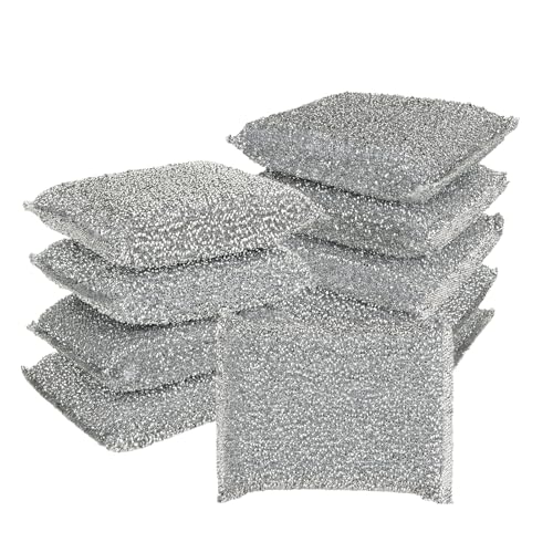 LOLYSIC 10 Stück Glänzerkissen silber 12,5 x 8 x 2,6 CM, Scheuerschwamm Reinigungstopf und Geschirrtuch, geeignet für alle Arten von Töpfen, Spülen, Glasherden
