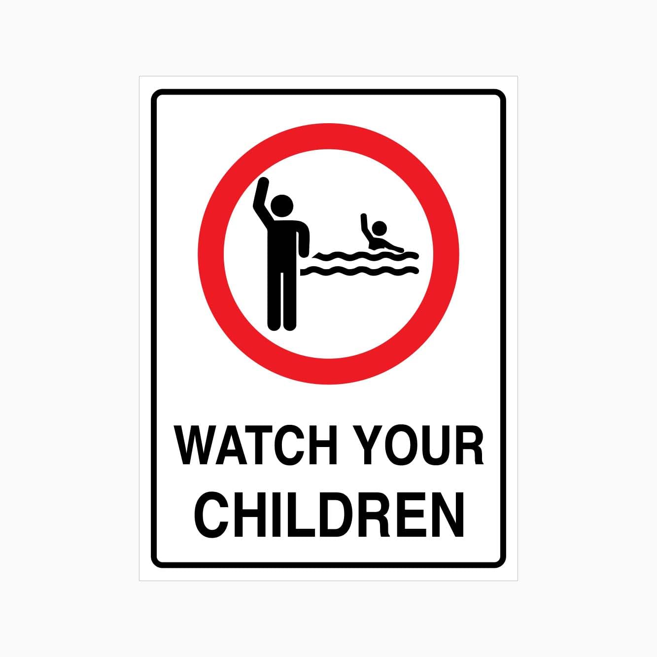 WATCH YOUR CHILDREN Sign, 12x8 Metal Tin Sign, warm reminder for parents in school playgrounds and public entertainment areas.