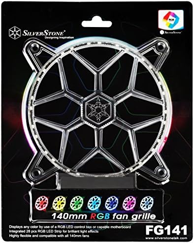 SilverStone Technology 140mm RGB LED Fan Guard / Grill for ASUS AURA SYNC / MSI Mystic Light Sync / ASROCK AURA RGB / BIOSTAR RACING and Others FG141