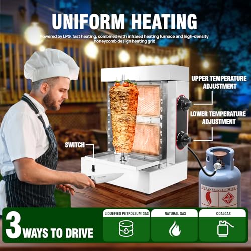 Innovative 2-Brenner Shawarma Grillmaschine - Profi Rotisserie für Kebabs, Gyros & Tacos Al Pastor - Inklusive 10 Premium Edelstahl Spieße – Bild 4