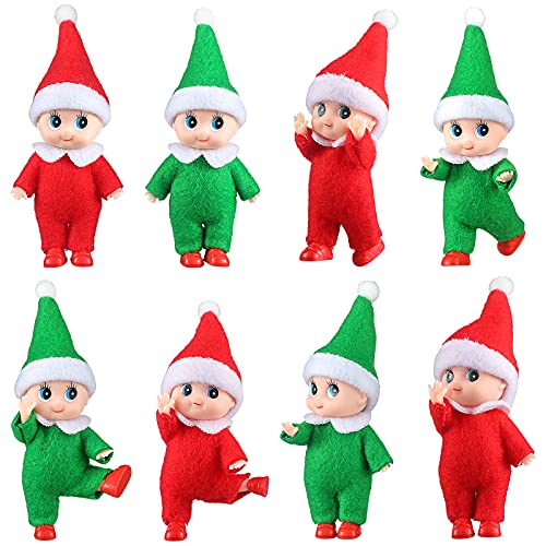 Juinipe Christmas Elf Doll Elf Doll Toy Christmas Baby Twin Elf Boy and Girl Doll Christmas Miniature Accessories for Christmas Decoration (8 Pieces)