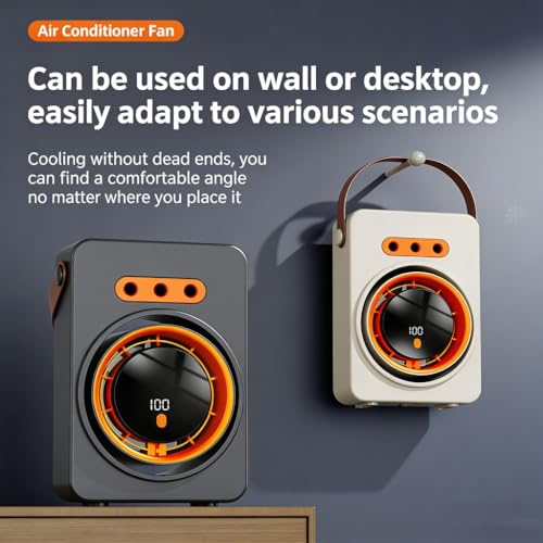 Ventilador portátil de pared y cinturón compacto de 22.5 cm con tanque de agua 7