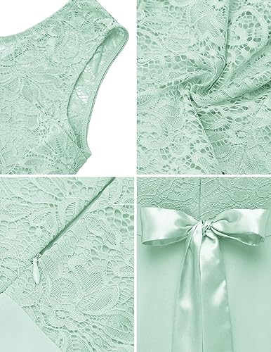 Berylove Women's Light Green XS Sleeveless Lace Chiffon Cocktail Dress for Wedding Guest, Maxi Length - Image 4