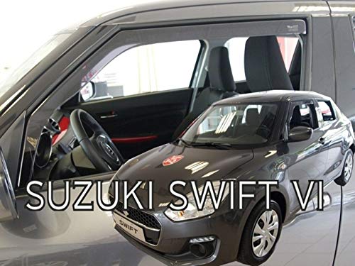 J&J AUTOMOTIVE Heko Déflecteurs d'air et de Vent pour Suzuki Swift 6 5P. Berline 2017-2022, Lot de 2pcs, Teintés, Avant et Arrière, Aérodynamique