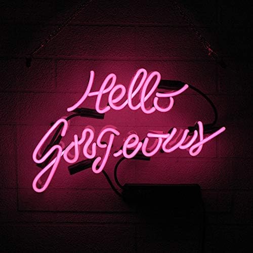 14"x9" Hello Gorgeous Neon Sign Light - Neon Lamps for Bar Bedroom Handcraft Real Glass Wall Decor Hanging Gift