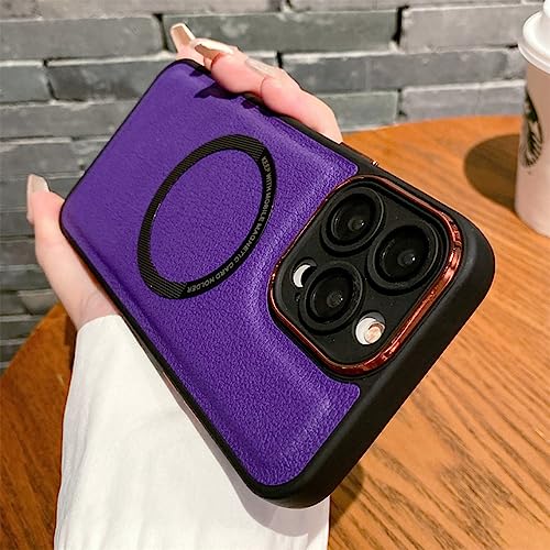 Coque magnétique en cuir contre les rayures d'objectif iPhone 14 13 12 11 Pro Max