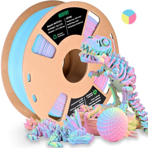 NEOTRY Rainbow PLA Filament 1.75mm,Pastel Filament Multicolor Matte PLA 1kg