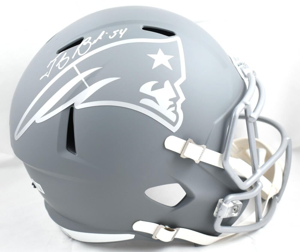 Tedy Bruschi Autographed Patriots F/S Slate Speed Helmet - Beckett W Hologram White