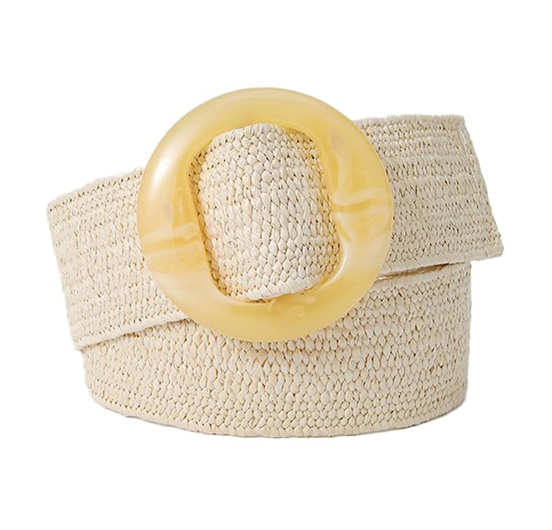 COTIM COYIN Women's Elastic Straw Braided Belts, Straw Woven Belt, Boho Waist Belt
