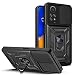 Produktbild BOKYAS Armor Hülle für Xiaomi Redmi Note 12 Pro 4G mit Slide Kameraschutz Cover und Ring Ständer [Handyhülle Kompatibel Mit Auto Magnet] Militärischer Stoßfeste Case, Schwarz