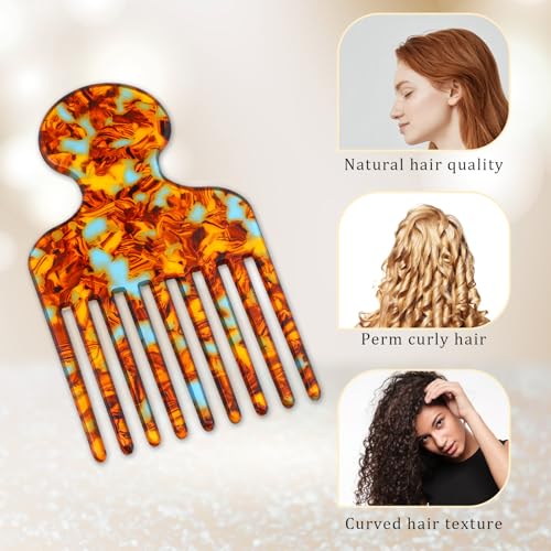 Peine para cabello rizado con dientes anchos 12.3 cm marrón miniatura 2