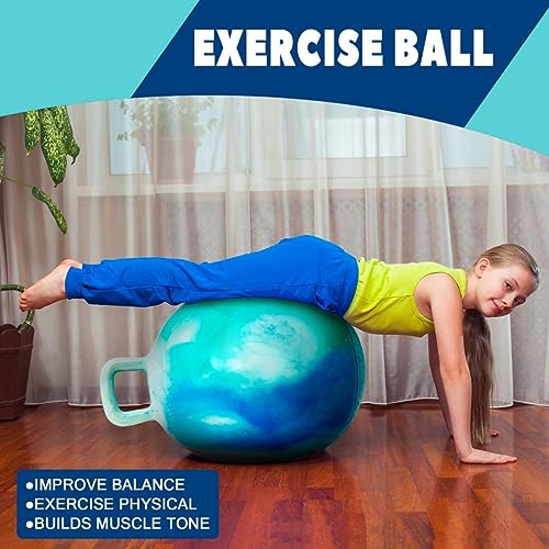U&C Planet Hüpfball Aufblasbarer Hopperball mit Pumpe, 55 cm Hopper Ball für Kinder max. Belastbarkeit 100 KG, Spielzeug für Kinder 7-12 Jahre Drinnen & Draußen,Wolke blau