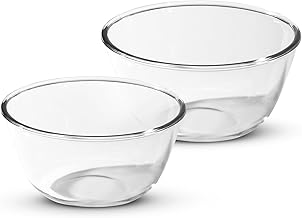 BERGNER Ambiento Borosilicate 2 Pcs Mixing Bowl Set of 1.3 L and 2.5 L, Serving Glass Bowls, Heat Resistant Glass, Non-Toxic, Healthy, Food Grade, Oven, Microwave and Freezer Safe - Dishwasher Safe
