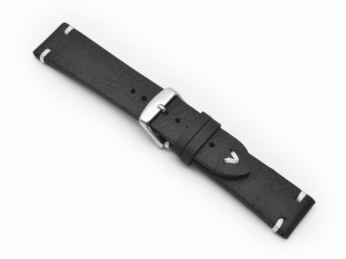 Sulla Herren-Uhrenarmband – 22 Mm, Vintage Braun, Aus Echtem Kalbsleder Mit Weißer Naht