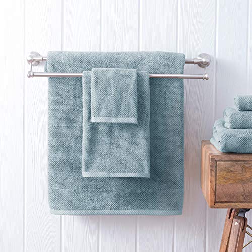 Welhome Franklin Premium | 2 Bath Towels 2 Hand Towels 2 Washcloths | Textured Dusty Blue Bathroom Towels Set | Hotel & Spa Towels For Bathroom | Soft & Absorbent | 100% Cotton 6 Piece Bath Linen Set #TOP5