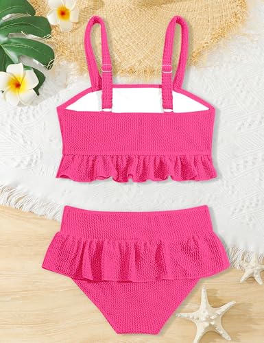 Image of Migu Girls Swimsuits with Ruffled Hem Cute Bikini 2 Piece Bathing Suits for Girls Swimwear